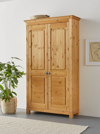 Dulap de pantofi Rauna din lemn de pin natur 113 cm lățime - LunaHome.ro