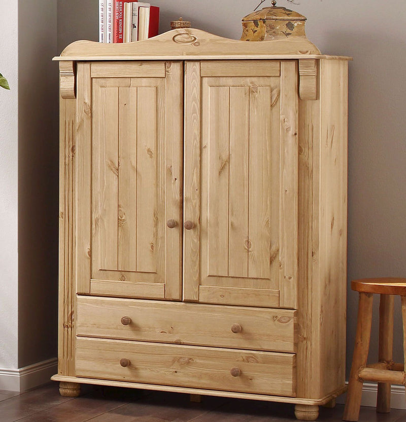 Dulap midi Adele din lemn de pin natur rustic 93 cm lățime - LunaHome.ro