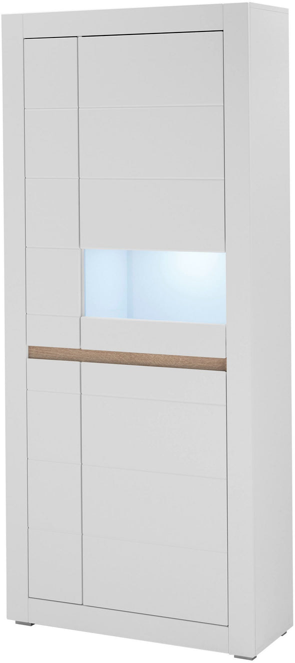 Dulap cu vitrina Chester alb mat modern 85 cm lățime