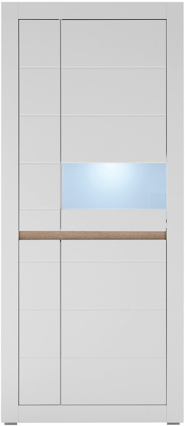 Dulap cu vitrina Chester alb mat modern 85 cm lățime