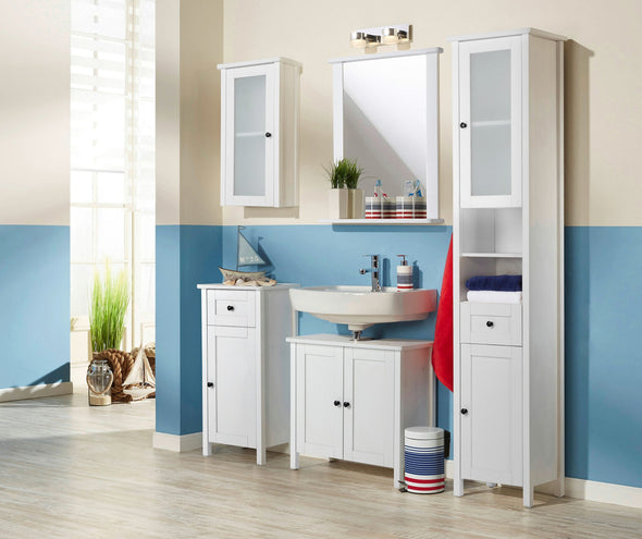 Dulap de baie Aalborg alb cu sertar si usa 40 cm lățime - LunaHome.ro