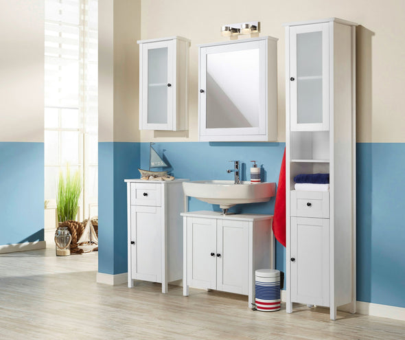 Dulap de baie Aalborg alb cu sertar si usa 40 cm lățime - LunaHome.ro