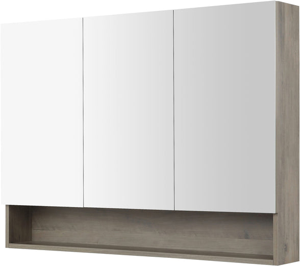 Dulap de baie Florence gri cu 3 uși cu oglindă 100 cm - LunaHome.ro
