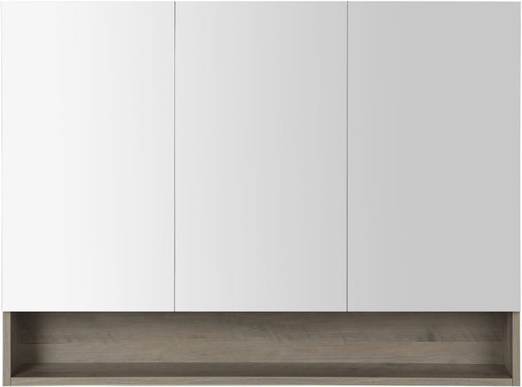 Dulap de baie Florence gri cu 3 uși cu oglindă 100 cm - LunaHome.ro