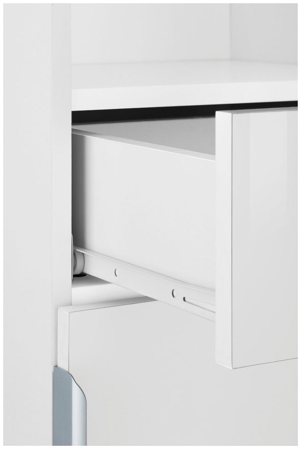 Dulap de baie Lage alb lucios cu o usa si un sertar, 38 cm lățime - LunaHome.ro