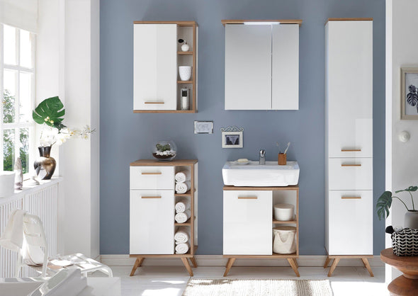 Dulap de baie Quickset alb cu design scandinav 50,5 cm - LunaHome.ro