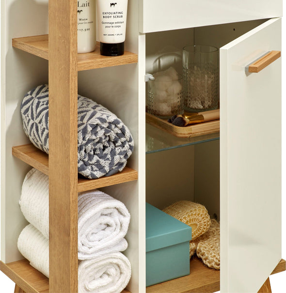 Dulap de baie Quickset alb cu design scandinav 50,5 cm - LunaHome.ro