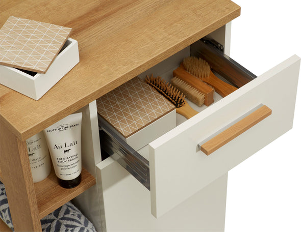 Dulap de baie Quickset alb cu design scandinav 50,5 cm - LunaHome.ro