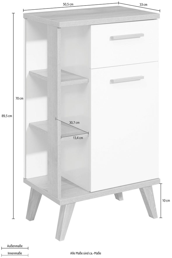 Dulap de baie Quickset alb cu design scandinav 50,5 cm - LunaHome.ro