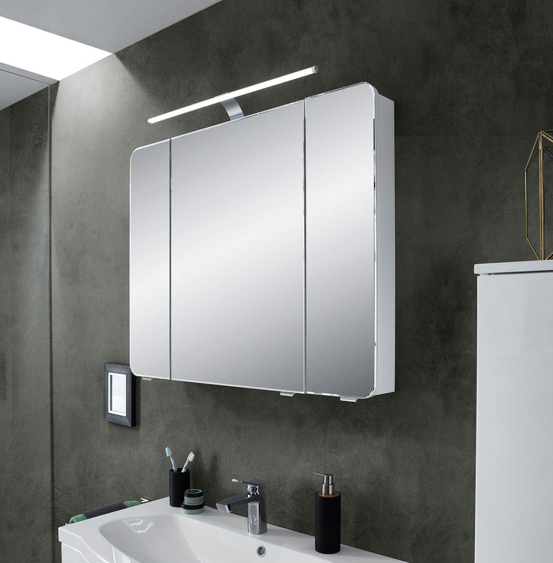 Dulap de baie Saphir cu oglinzi, lumina si priza integrate 90 cm - LunaHome.ro