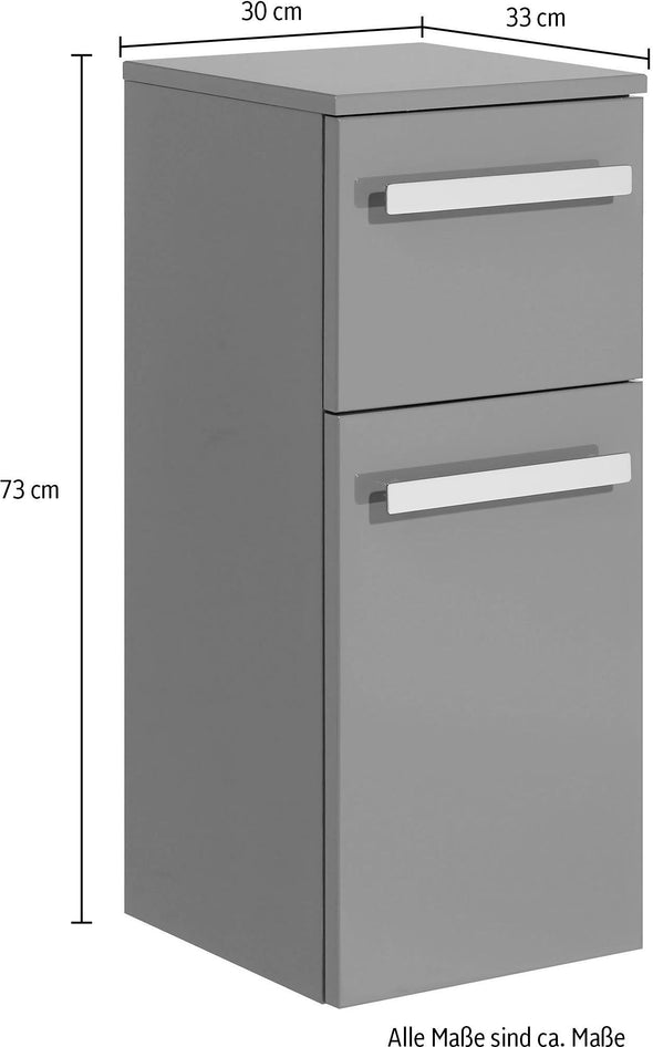 Dulap de baie Seria 4005 gri lucios cu 1 usa, 30 cm lățime - LunaHome.ro