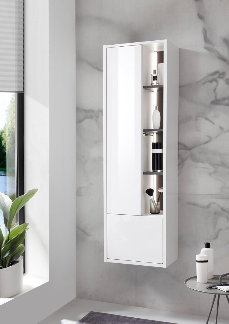 Dulap de baie Studio Line alb lucios cu iluminare inclusa 45x150 cm - LunaHome.ro
