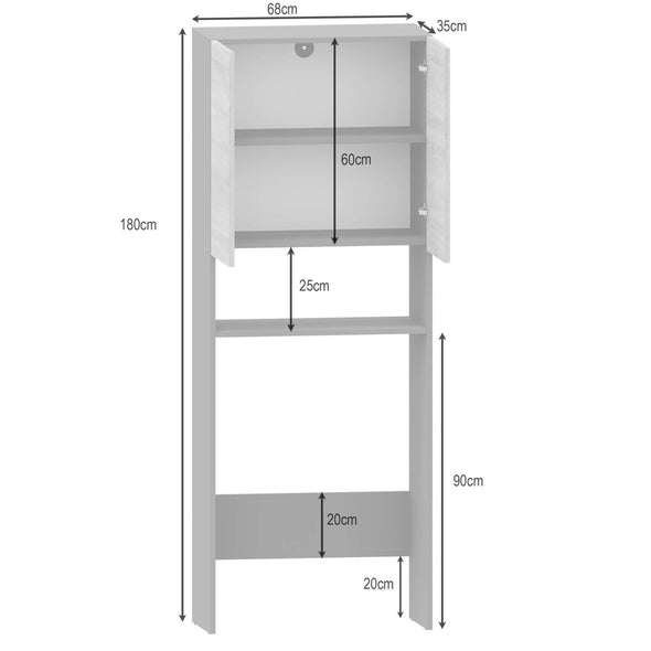 Dulap de baie Wisla gri pentru masina de spalat 68 cm - LunaHome.ro