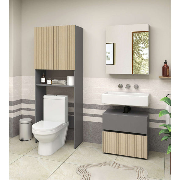 Dulap de baie Wisla gri pentru masina de spalat 68 cm - LunaHome.ro
