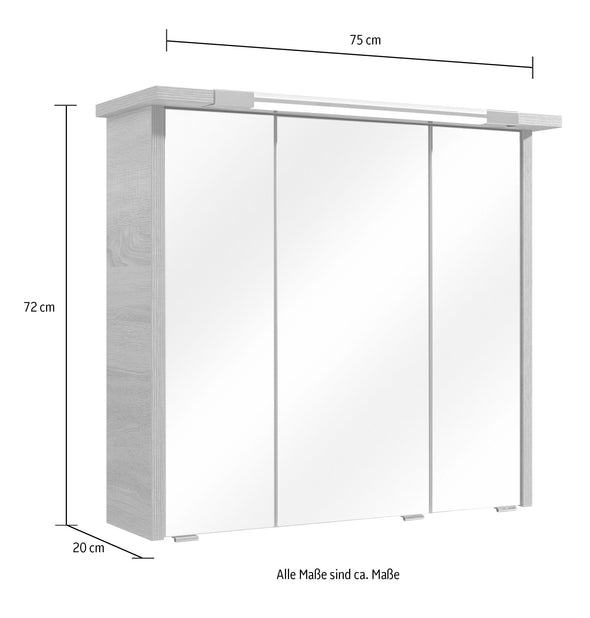 Dulap de baie cu oglinda Quickset 382 cu iluminare LED 75 cm - LunaHome.ro