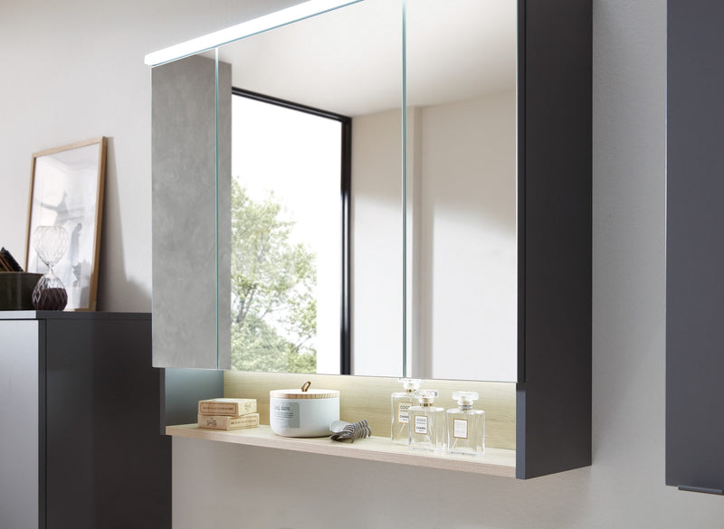 Dulap de baie suspendat Quickset cu oglinda si iluminare 80 cm - LunaHome.ro