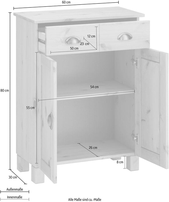 Dulap de baza Oslo din lemn de pin, 60 cm latime - LunaHome.ro