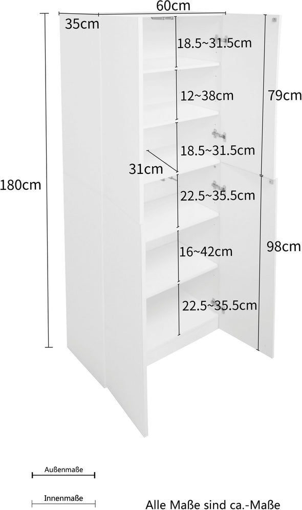 Dulap de birou pentru acte Jarvie alb cu 4 usi 60 cm lățime - LunaHome.ro