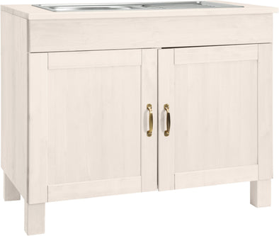 Dulap de bucătărie Alby din lemn de pin cu chiuvetă de inox, 100 cm - LunaHome.ro