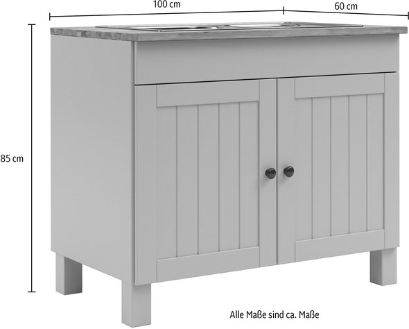 Dulap de bucătărie Alby2 din lemn de pin 100 cm - LunaHome.ro