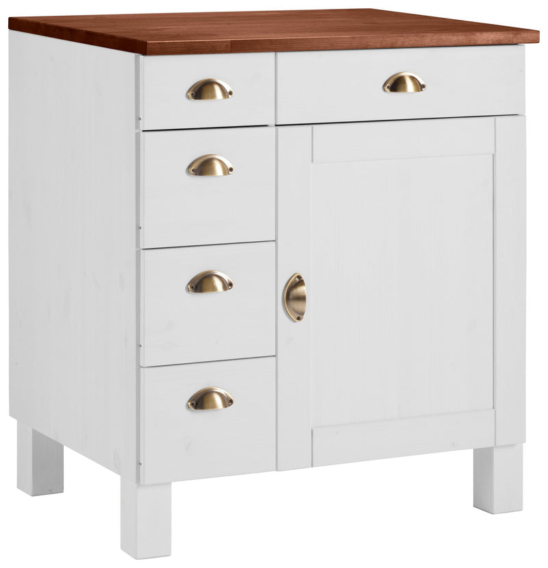 Dulap de bucătărie Oslo din lemn de pin alb cu blat 75x60 cm - LunaHome.ro