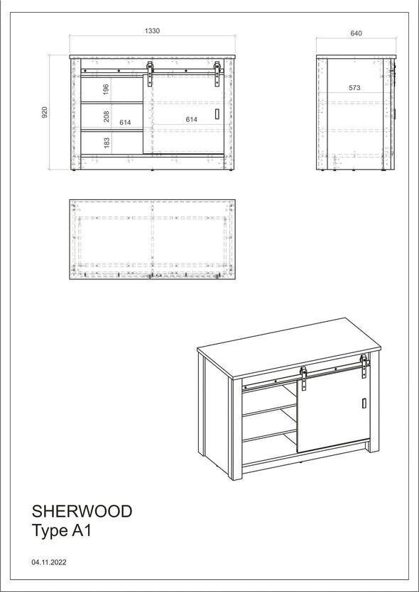 Dulap de bucatarie Sherwood pentru chiuveta, 133 cm