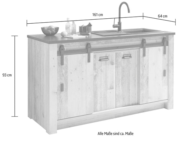 Dulap de bucatarie Sherwood pentru chiuveta, 161 cm - LunaHome.ro