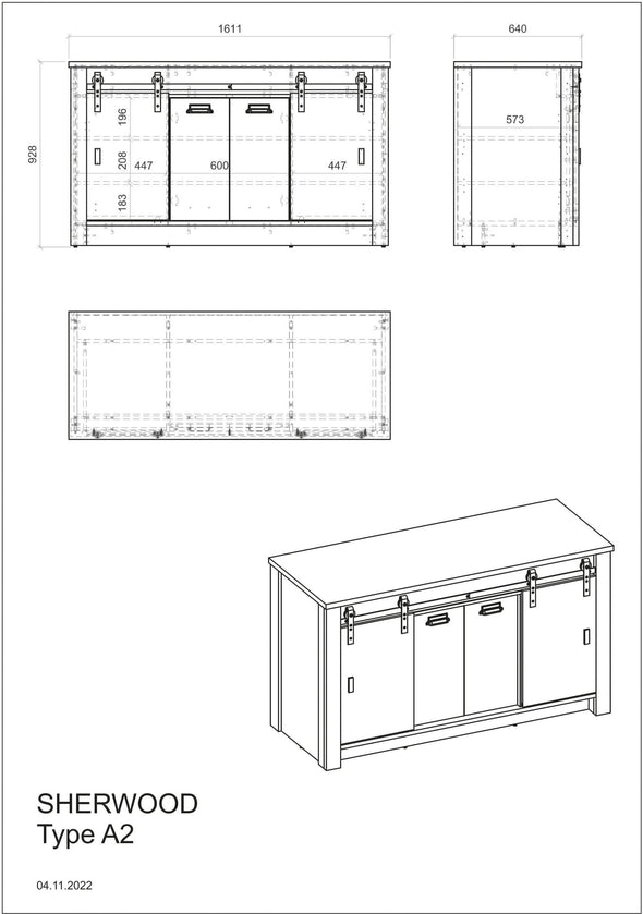 Dulap de bucatarie Sherwood pentru chiuveta sau plită, 161 cm