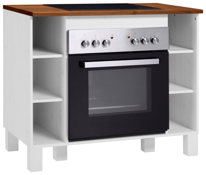 Dulap de bucătărie pentru cuptor Oslo din lemn de pin crem 100 cm - LunaHome.ro