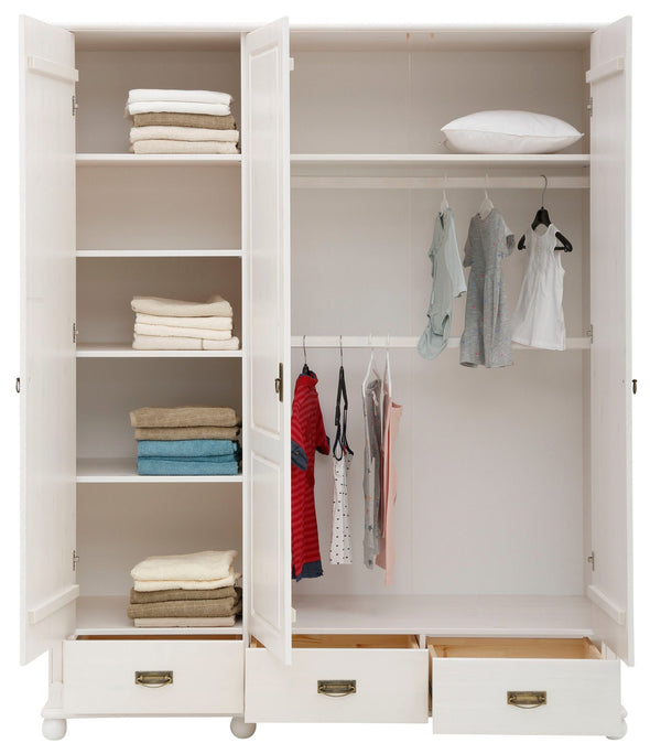 Dulap de dormitor Aimo din lemn de pin cu 3 usi 152 cm