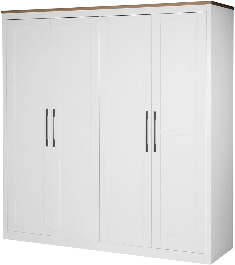 Dulap de dormitor Busum elegant alb cu 4 usi 200 cm