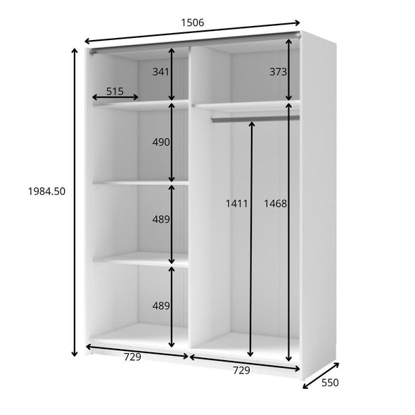 Dulap de dormitor Camdem cu 2 usi glisante 150,5 cm