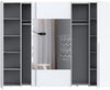 Dulap de dormitor Forte Narago cu 4 usi alb cu oglinzi, 270 cm latime - LunaHome.ro