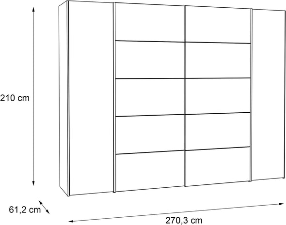 Dulap de dormitor Forte Narago cu 4 usi nuc cu gri 270 cm latime