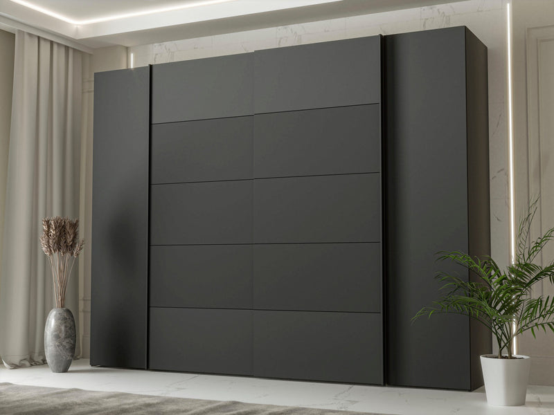 Dulap de dormitor Forte Narago negru cu 4 usi 270 cm latime
