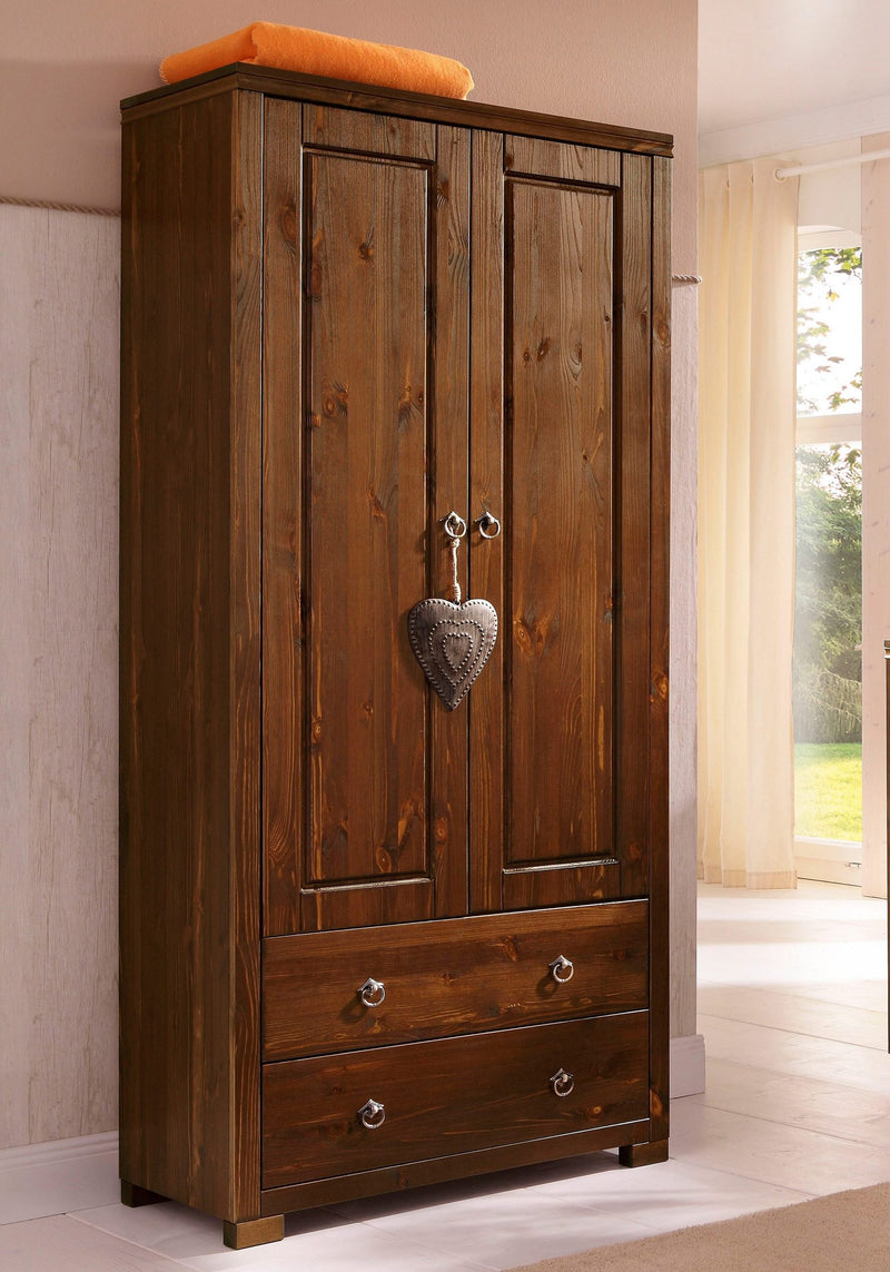 Dulap de dormitor Gotland din lemn de pin maro 80 cm lățime - LunaHome.ro