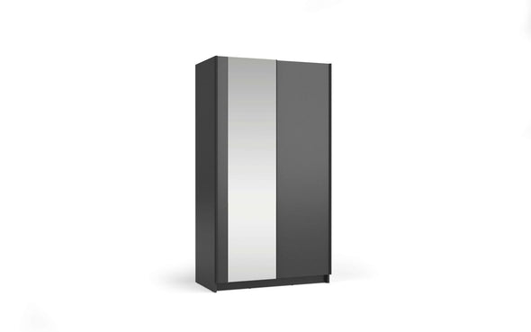 Dulap de dormitor Hildreth grafit cu usi glisante si oglinda 100 cm - LunaHome.ro