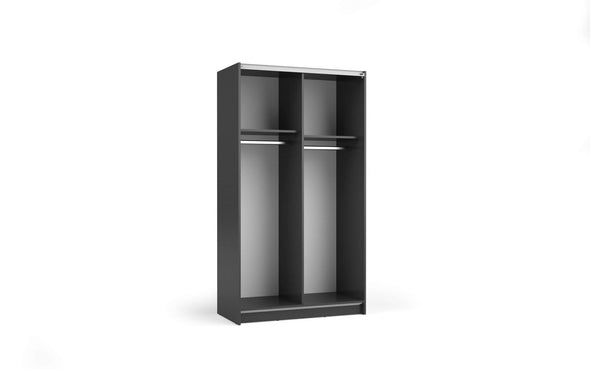 Dulap de dormitor Hildreth grafit cu usi glisante si oglinda 100 cm - LunaHome.ro