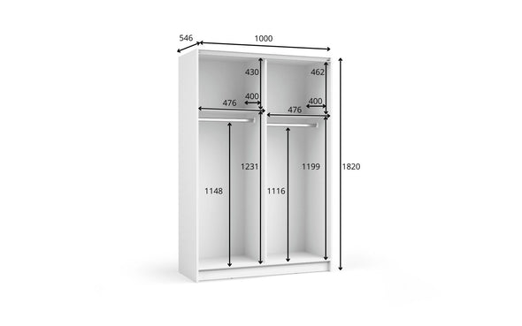 Dulap de dormitor Hildreth grafit cu usi glisante si oglinda 100 cm - LunaHome.ro