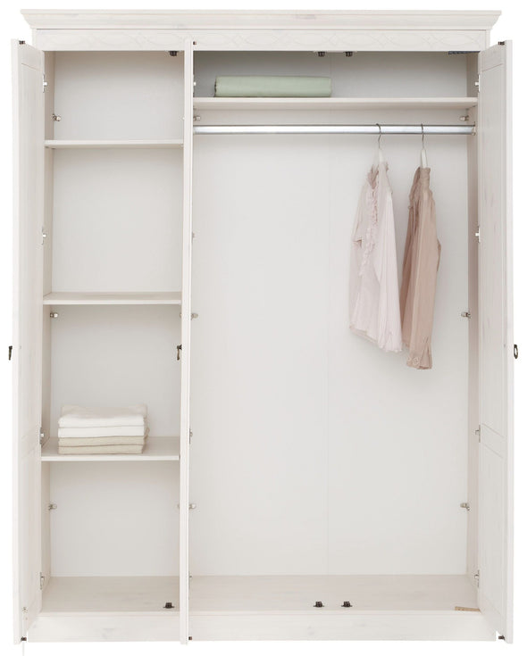 Dulap de dormitor Indra cu 3 usi si oglinda din lemn de pin 145 cm - LunaHome.ro