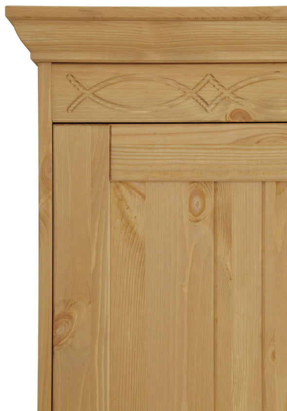 Dulap de dormitor Indra cu 3 usi si oglinda din lemn de pin 145 cm - LunaHome.ro