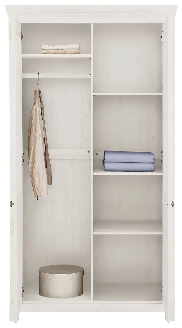 Dulap de dormitor Rauna din lemn de pin alb rustic 113 cm - LunaHome.ro