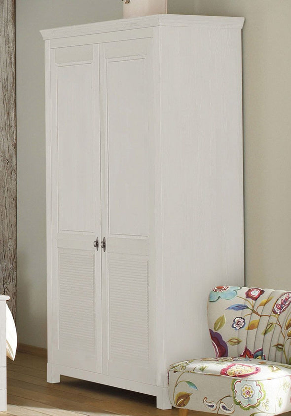 Dulap de dormitor Rauna din lemn de pin alb rustic 113 cm - LunaHome.ro