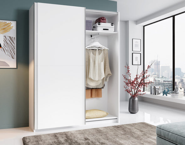 Dulap de dormitor Schlafkontor alb cu 2 usi glisante 150 cm latime - LunaHome.ro