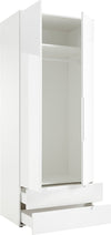 Dulap de dormitor Spice alb lucios cu doua usi si sertare 84 cm