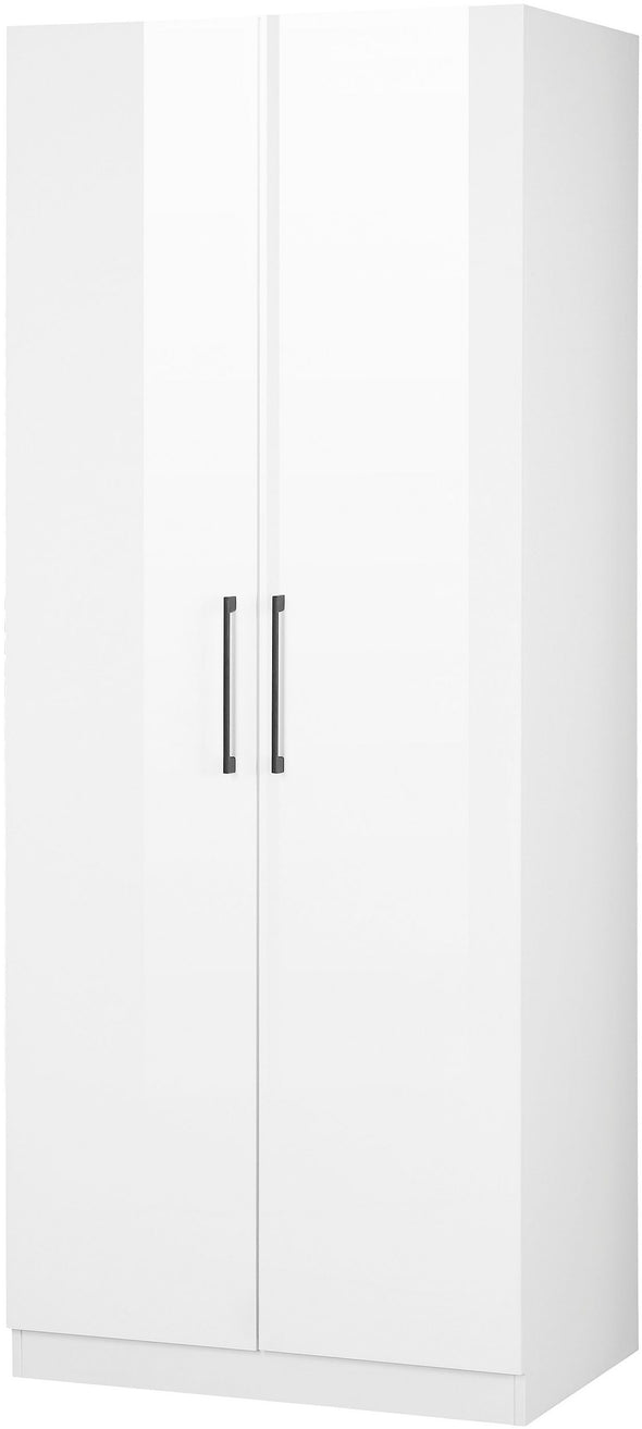 Dulap de dormitor Sylt cu 2 usi alb lucios 80 cm lățime - LunaHome.ro