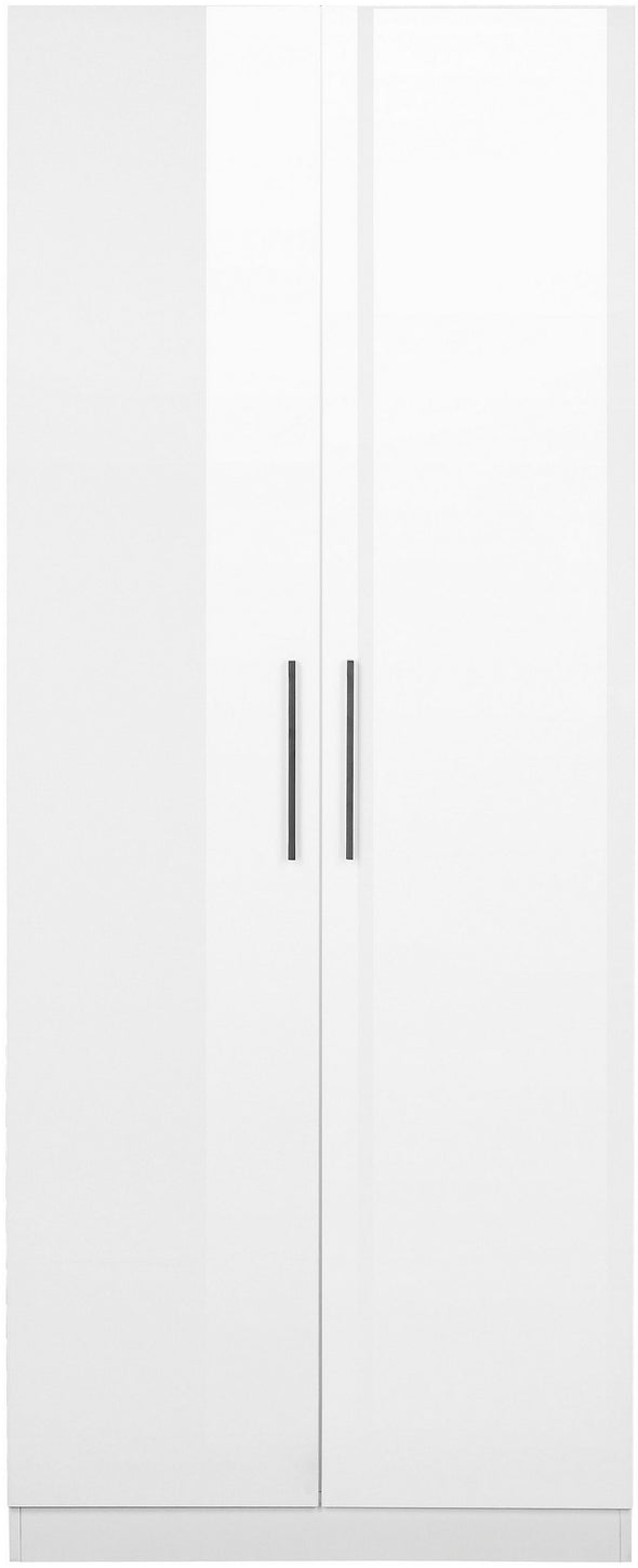 Dulap de dormitor Sylt cu 2 usi alb lucios 80 cm lățime - LunaHome.ro