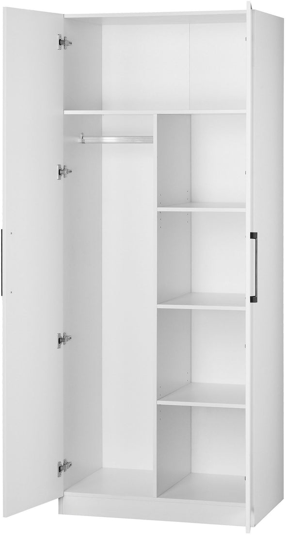 Dulap de dormitor Sylt cu 2 usi alb lucios 80 cm lățime - LunaHome.ro