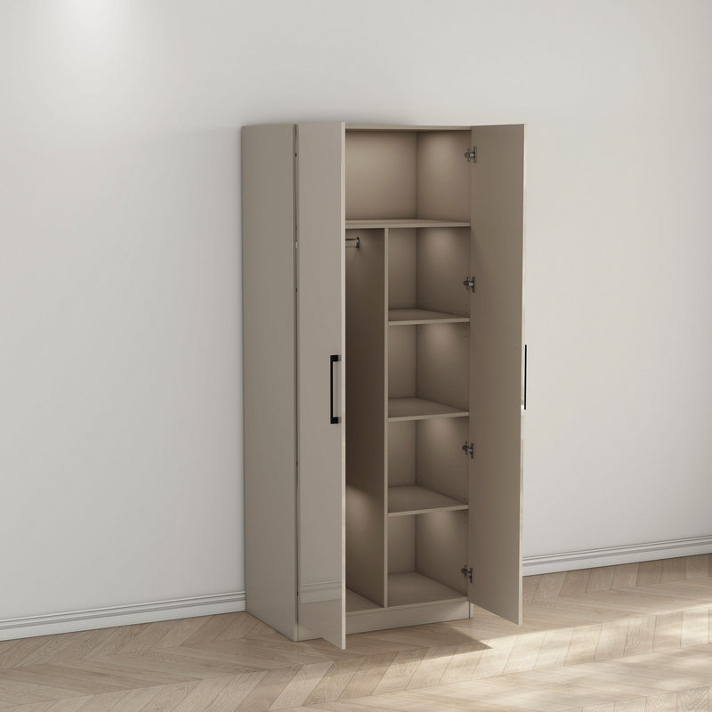 Dulap de dormitor Sylt cu 2 usi bej lucios 80 cm lățime - LunaHome.ro