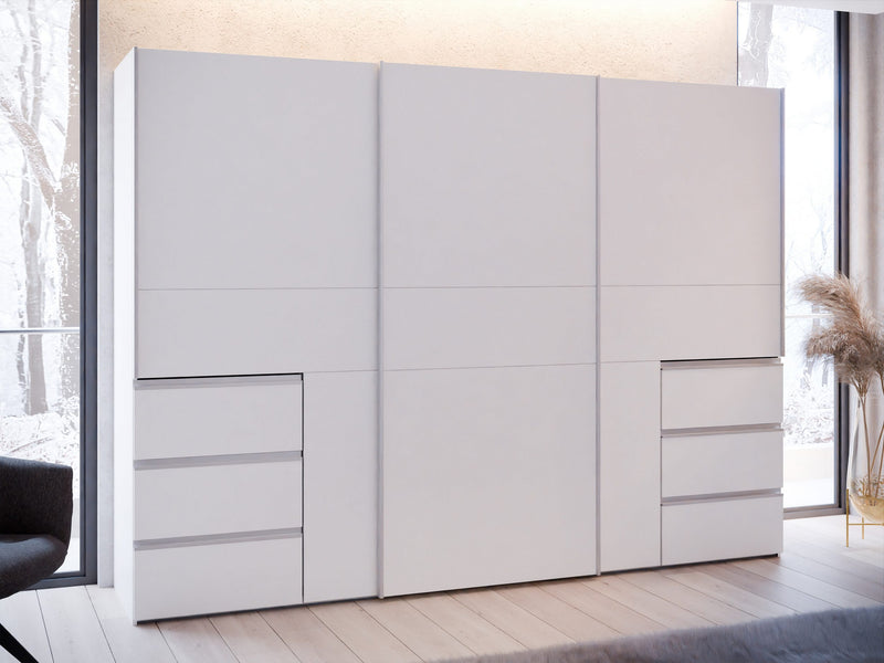 Dulap de dormitor Winn cu usi glisante si sertare 270 cm lățime - LunaHome.ro